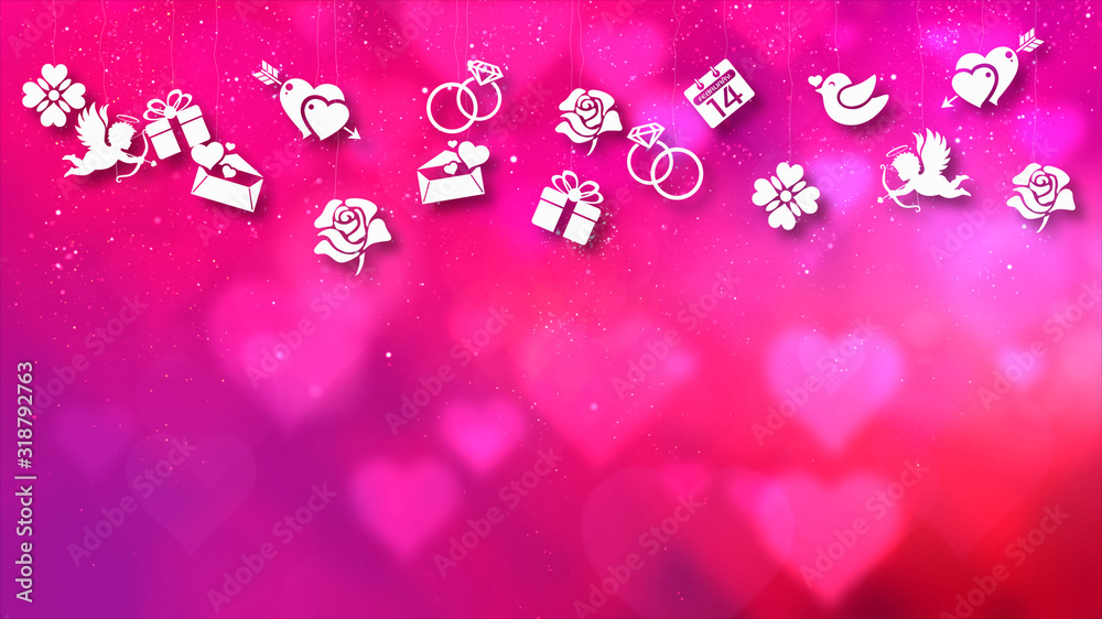 Aufkleber happy valentine theme decoration motion particles animation with drop down graphic icons associated 