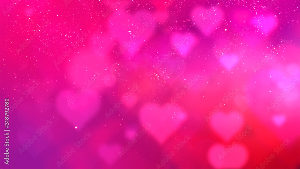Poster happy valentine theme decoration motion particles animation with drop down graphic icons associated 