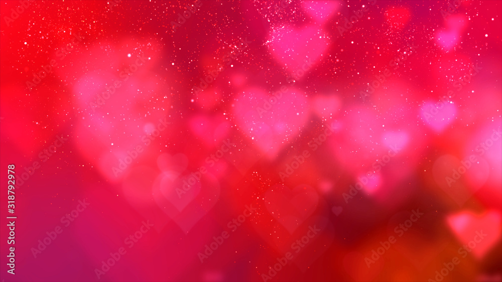 Poster happy valentine theme decoration motion particles animation with drop down graphic icons associated 