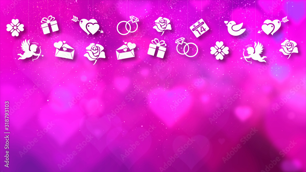 Aufkleber happy valentine theme decoration motion particles animation with drop down graphic icons associated 