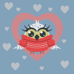 A cute owl in a sweater vector illustration