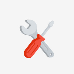 Service, icon concept. Wrench and screwdriver. Work tools vector illusrtation in flat style.