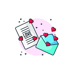 Envelope Valentine Day Icon Design Illustrations Cartoon Style Suitable eb Landing Page, Banner, Flyer, Sticker, Wallpaper, Background