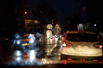 night city street driving car lights traffic