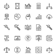 Analytics line icon set.