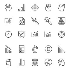 Analytics line icon set.