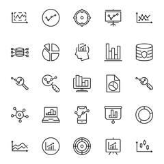 Analytics line icon set.