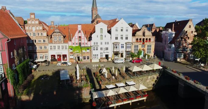 Aerial Drone Shot of Luneburg City Lower Saxony Germany