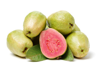 Pink guava isolated on white background
