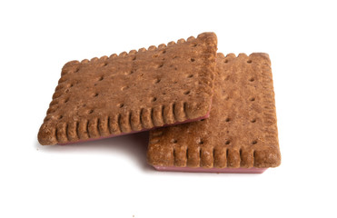 cookies with berry pink chocolate isolated
