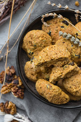 Cinnamon and lavender homemade  sweet cookies. Healthy vegan dessert