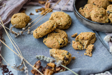 Cinnamon and lavender homemade  sweet cookies. Healthy vegan dessert