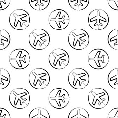 Airplane Icon Seamless Pattern