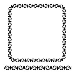 Vector Rounded Corner Square Floral Frame, Isolated On White 