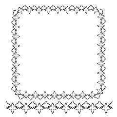 Vector Rounded Corner Square Floral Frame, Isolated On White 