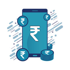 pay with Indian Rupee coin with smart phone