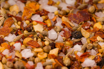 Indian spices background, close up. macro