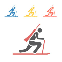 Biathlon flat icon. Winter game. Vector signs for web graphics