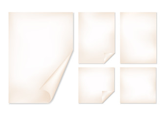Set of old paper sheets. Vector illustration.