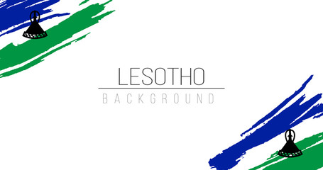 Lesotho flag brush style background with stripes. Stock vector illustration isolated on white background.