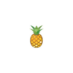 Pineapple Vector Icon. Isolated Pineapple Tropical Exotic Fruit Emoji, Emoticon Illustration