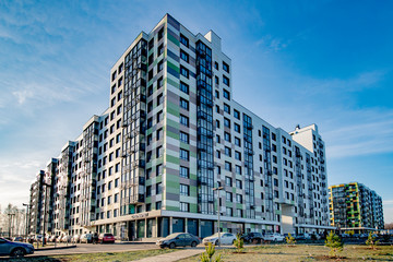  Facade of a modern multi-storey residential building in Moscow