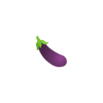 Eggplant Vector Icon. Isolated Aubergine Vegetable Emoji, Emoticon Illustration