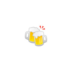 Clinking Beer Mugs Vector Icon. Two Glass of Cold Beer Isolated Emoji, Emoticon Illustration