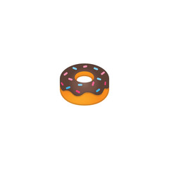 Doughnut Vector Icon. Donut With Sprinkles Isolated Illustration