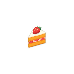 Slice of Cake. Shortcake Vector Icon. Cake of a Pretty Strawberry Isolated Symbol Illustration