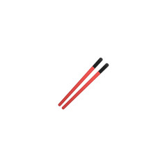 Chopsticks Vector Icon. Isolated Red Bamboo Chopsticks Realistic Illustration