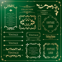 高級感のあるビンテージ調のフレームデザインセット　罫線　枠　ウエディング　ビンテージ　アンティーク