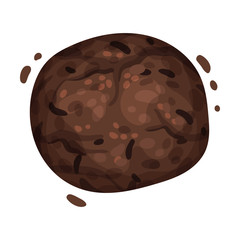 Chocolate Cookie Crumbs and Chips Isolated On White Background Vector Item