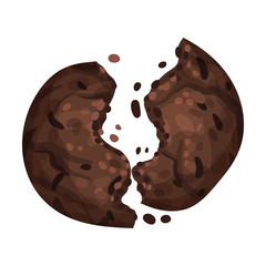 Chocolate Cookie Crumbs and Chips Isolated On White Background Vector Item