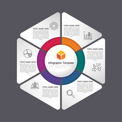 Art & Illustration, Modern Infographic hexagon element template can be used for workflow layout, diagram, number options, web design. Infographic business concept with 6 option, parts, steps or proces