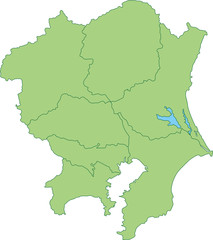 関東地方の地図_都道府県ごとに色を変えられます