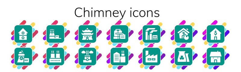 Modern Simple Set of chimney Vector filled Icons