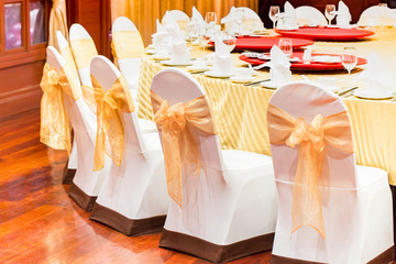 The dining table is beautifully organized at the party.