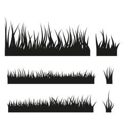 Vector set of black grass silhouettes isolated on white background.