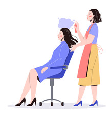 Beauty center service concept. Beauty salon visitors having diffrent procedure.