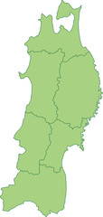 東北地方の地図_都道府県ごとに色を変えられます