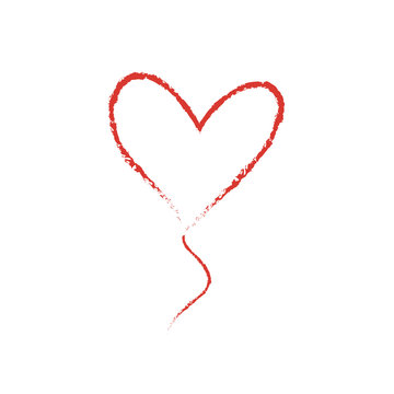 Hand drawn vector Love Heart shape balloon graphic element. Sketch red valentine's day or wedding paint frame