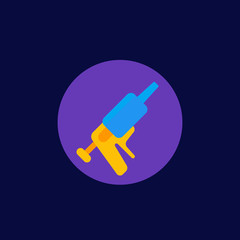 silicone caulk gun icon, flat vector