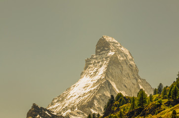 Snow-capped Mountain Matterhorn in Zermatt in Valais, Switzerland.