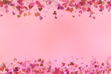 Multi colored heart on a pink background.For writing greetings on Valentine's Day.
