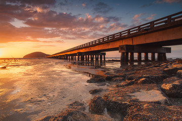 Fototapeta premium beautiful dramatic sunset at Bunting Island, Kedah, Malaysia
