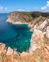 Promontory of Portu Sciusciau, near Cala Domestica in Buggerru, west coast of Sardinia, Italy