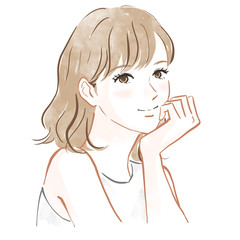 頬杖をつく女性