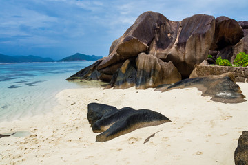 Fototapeta premium Anse Source d Argent paradise beach, La Digue Island, Seyshelles