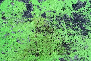grunge wall texture background. texture of bright green old wall with cracked. painted wall dirty green color Background. Template for design. close up. copy space